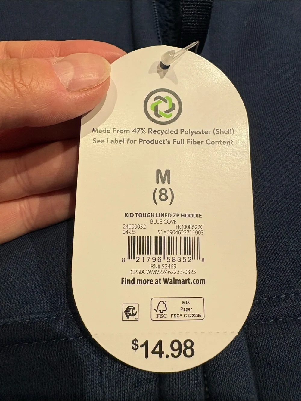 NWT wonder nation Walmart navy Sherpa full zip hoodie 8 medium